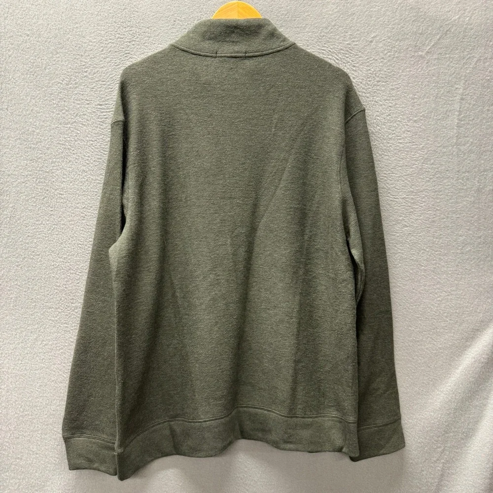 Banana Republic Sweater Waffle Knit 1/4 Quarter Zip Pullover Mens XL Green NEW